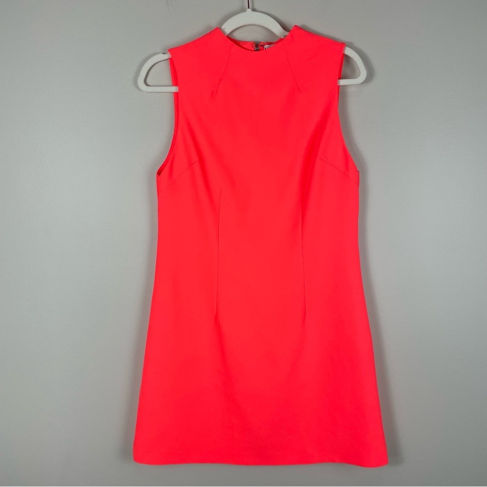 Alice + Olivia Womens 8 Coley Shift Mini Dress Crew Neck Neon A-Line Sleeveless